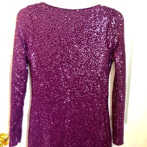 Long-sleeve EXPRESS Party Dress: Purple Size S